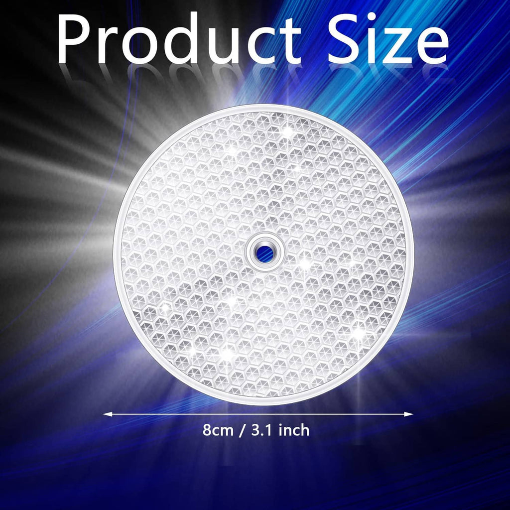 Single round white reflective disc, 8 cm (3.1 in) diameter with central mounting hole