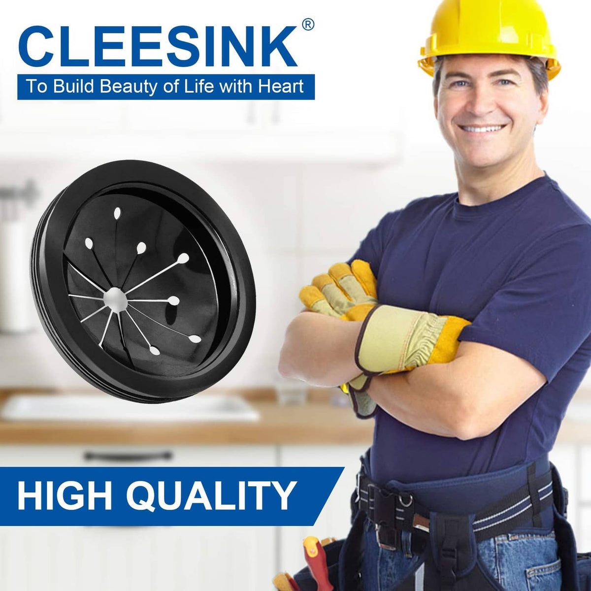 CLEESINK black circular splash guard collar baffle with radial spokes