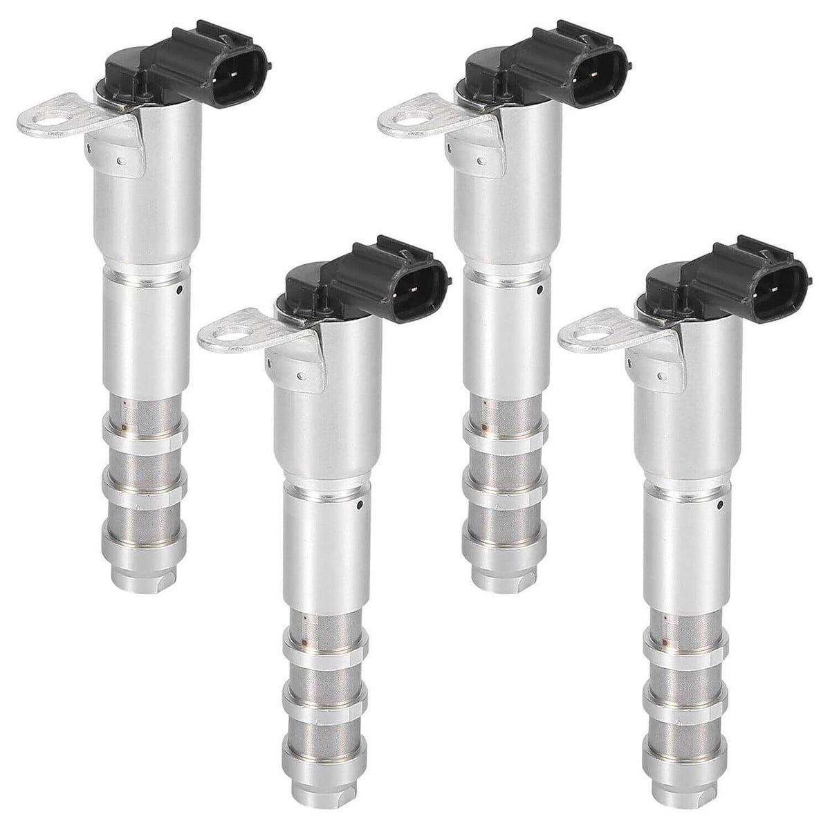 Four variable timing solenoid valves arranged together with black top connectors