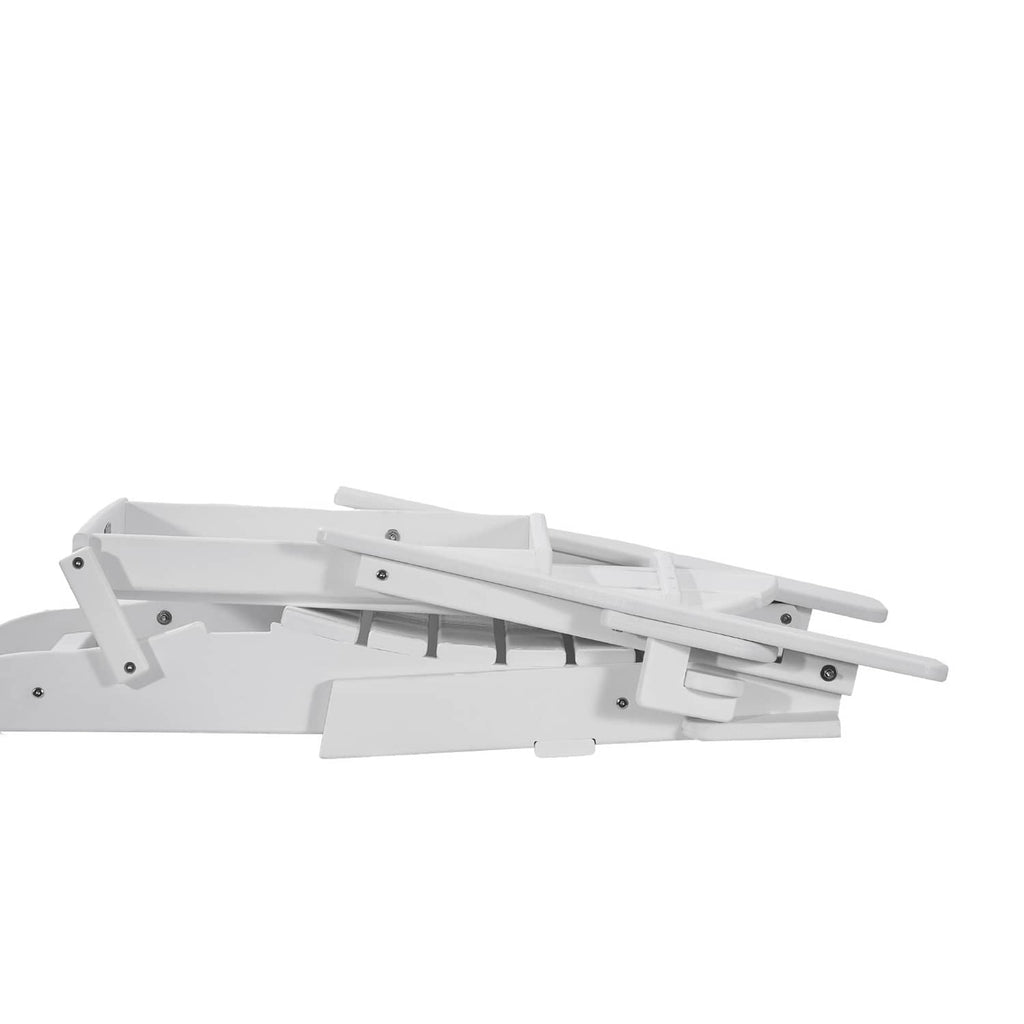White folding Adirondack chair with extended reclining legs, set of 2