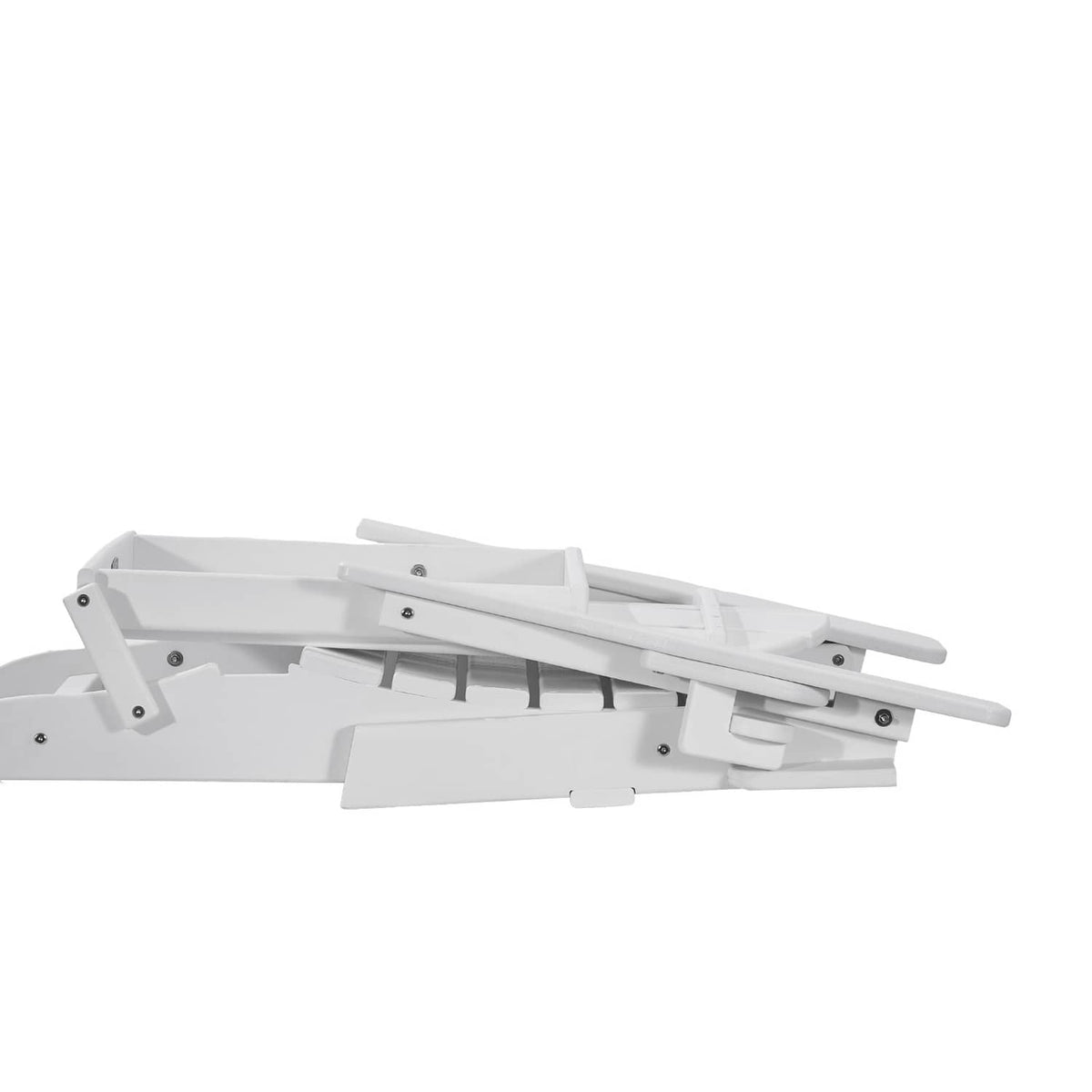 White folding Adirondack chair with extended reclining legs, set of 2