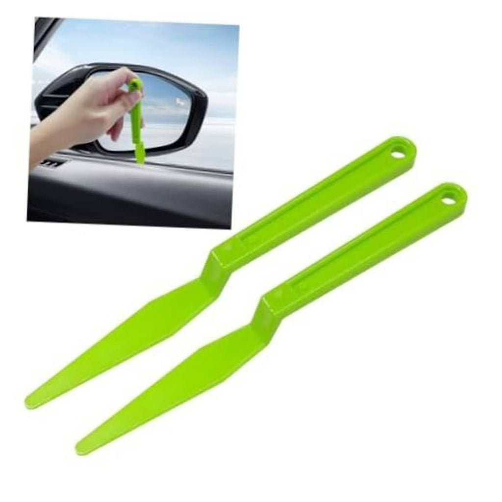 Set of 2 bright green window tint vinyl squeegee tools with long flat edges