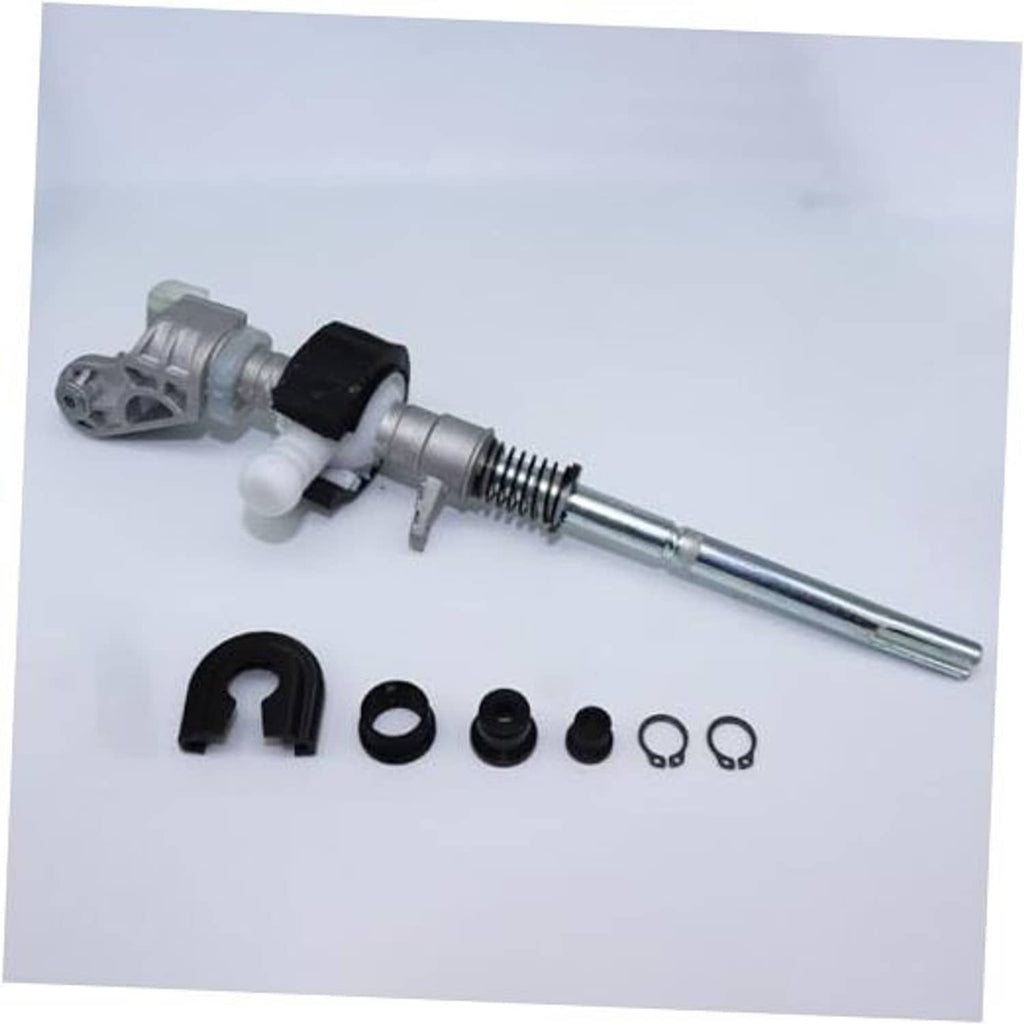 Gear shifter selector lever bushing set with metal shaft, coiled spring, and small rubber parts