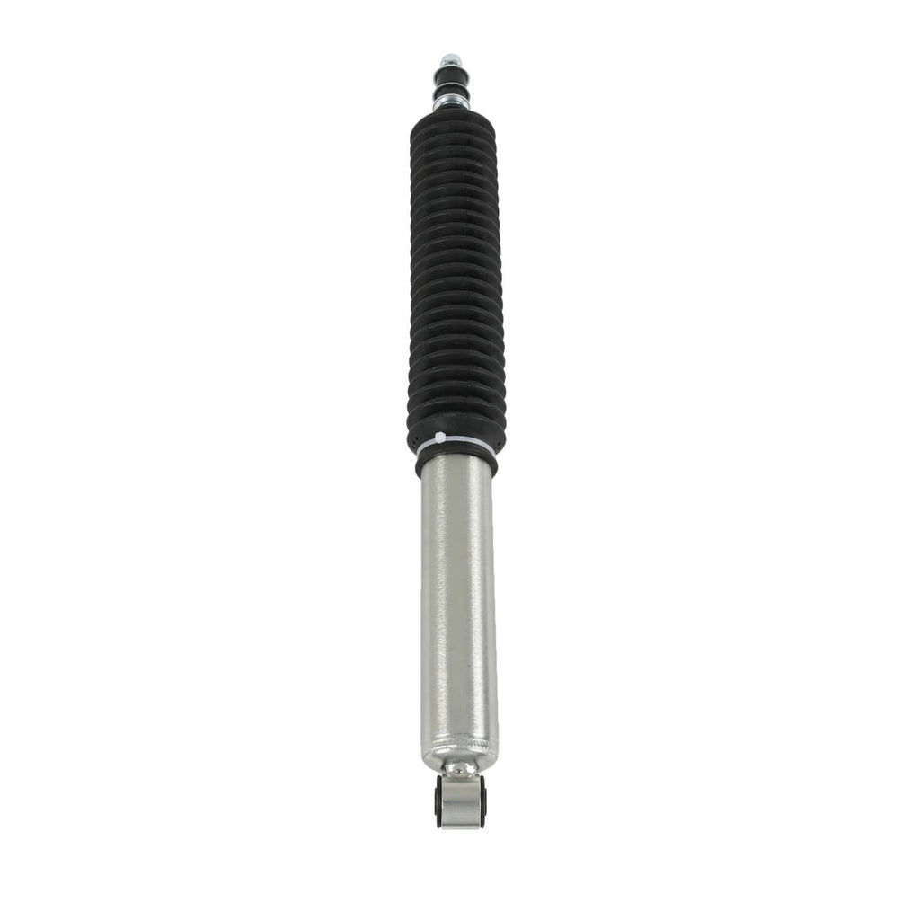 Rear shock absorber pair-ready design with black coil spring and silver body