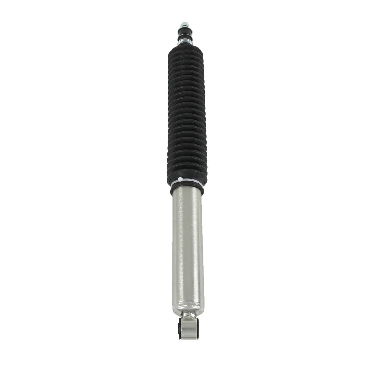 Rear shock absorber pair-ready design with black coil spring and silver body