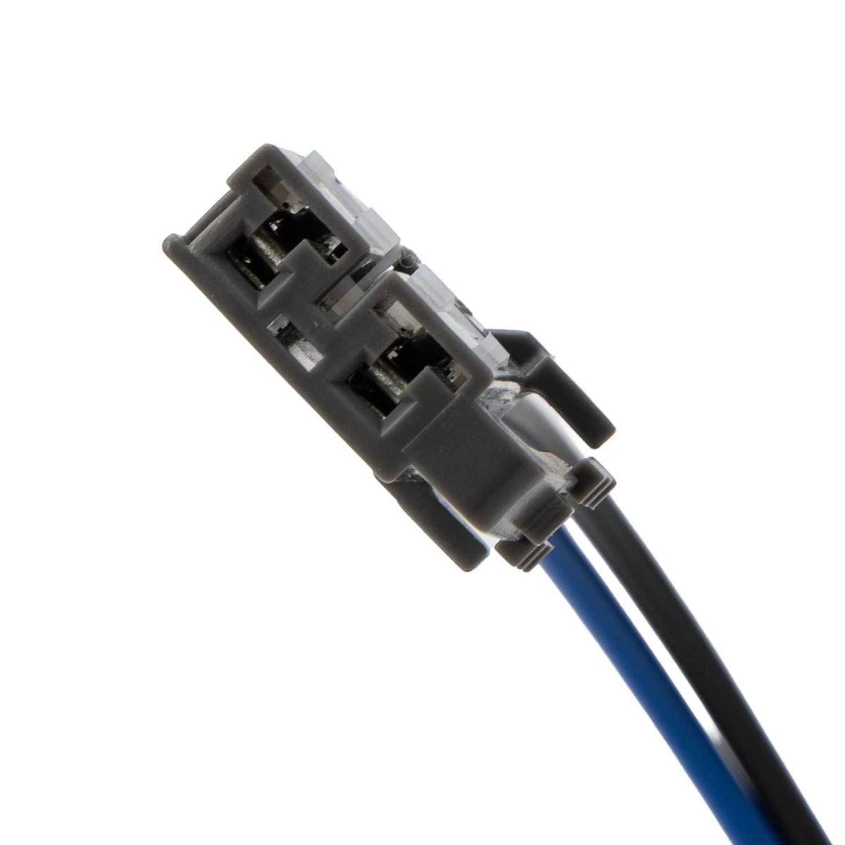 Fuel pump electrical connector with blue wires and plastic housing