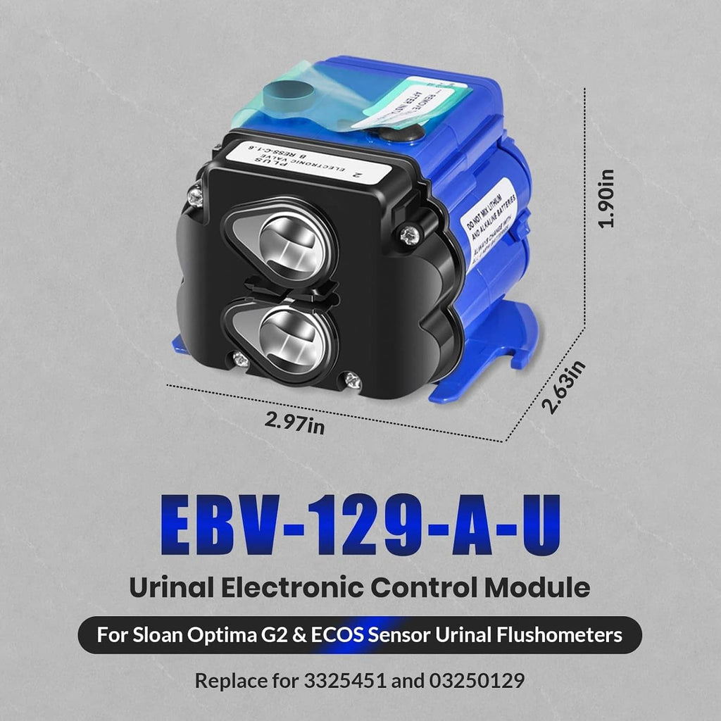 Blue urinal control module with black cover and two circular sensor ports