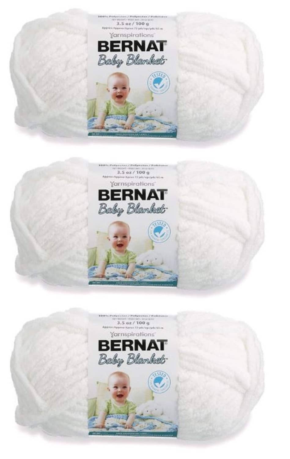 White super bulky baby blanket yarn skeins, 3-pack with labels