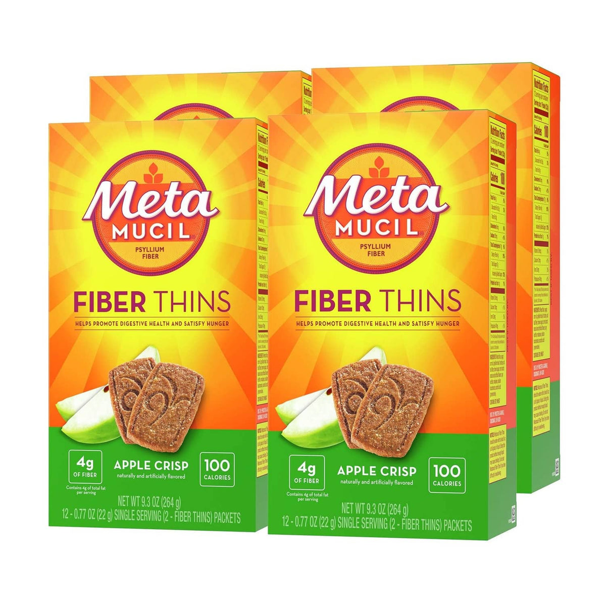 Metamucil Fiber Thins apple crisp packets, pack of 4 boxes