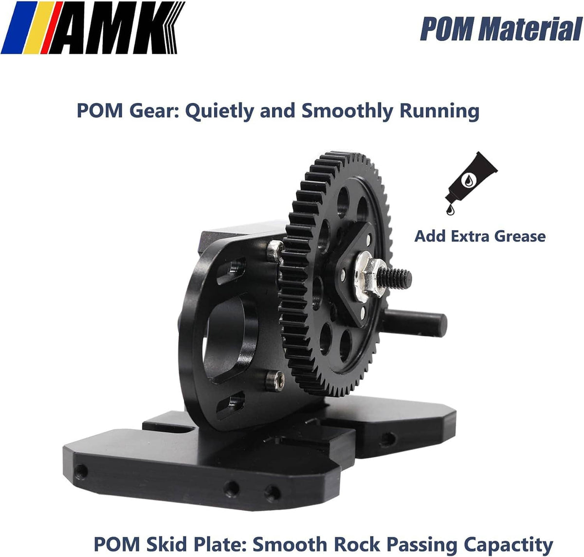 POM gear and POM skid plate differential gearbox with mounting base
