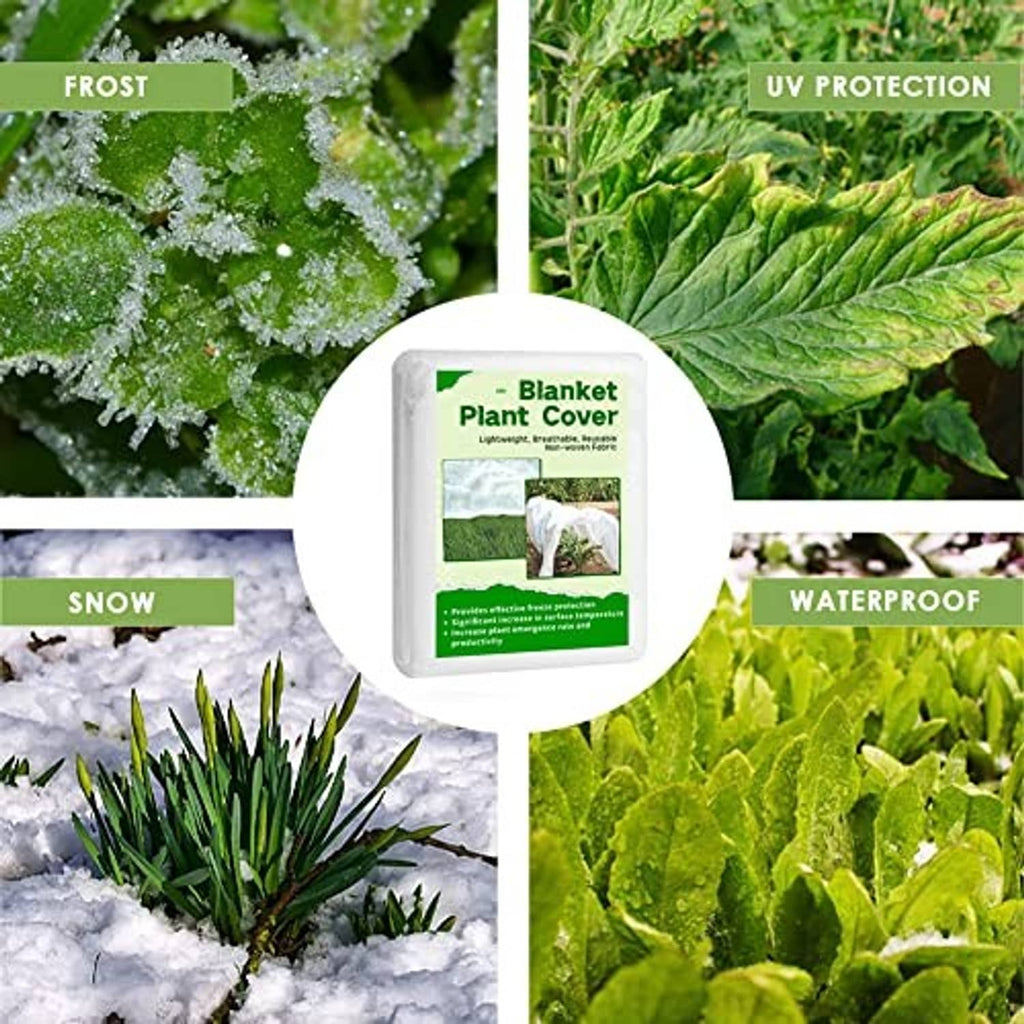 White plant cover blanket for frost, snow, UV protection, and waterproof coverage
