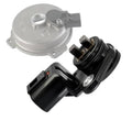 Camshaft position sensor with gray mounting cover and black electrical connector