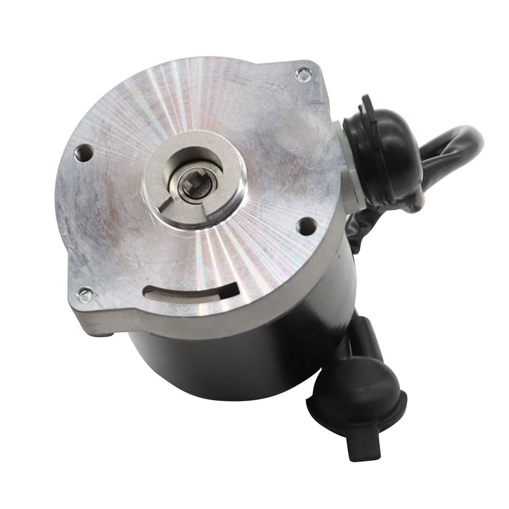ABS brake booster pump motor assembly with silver mounting plate and black housing