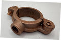 Copper-plated hinged split ring pipe hanger with two-bolt attachment, dark brown
