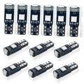 Pack of 12 T5 LED bulbs, blue PCB with white LED top caps and JCD markings