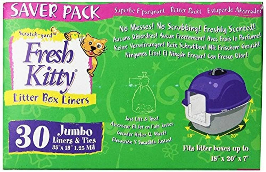 Fresh Kitty litter box liners saver pack box, 30 jumbo liners with ties