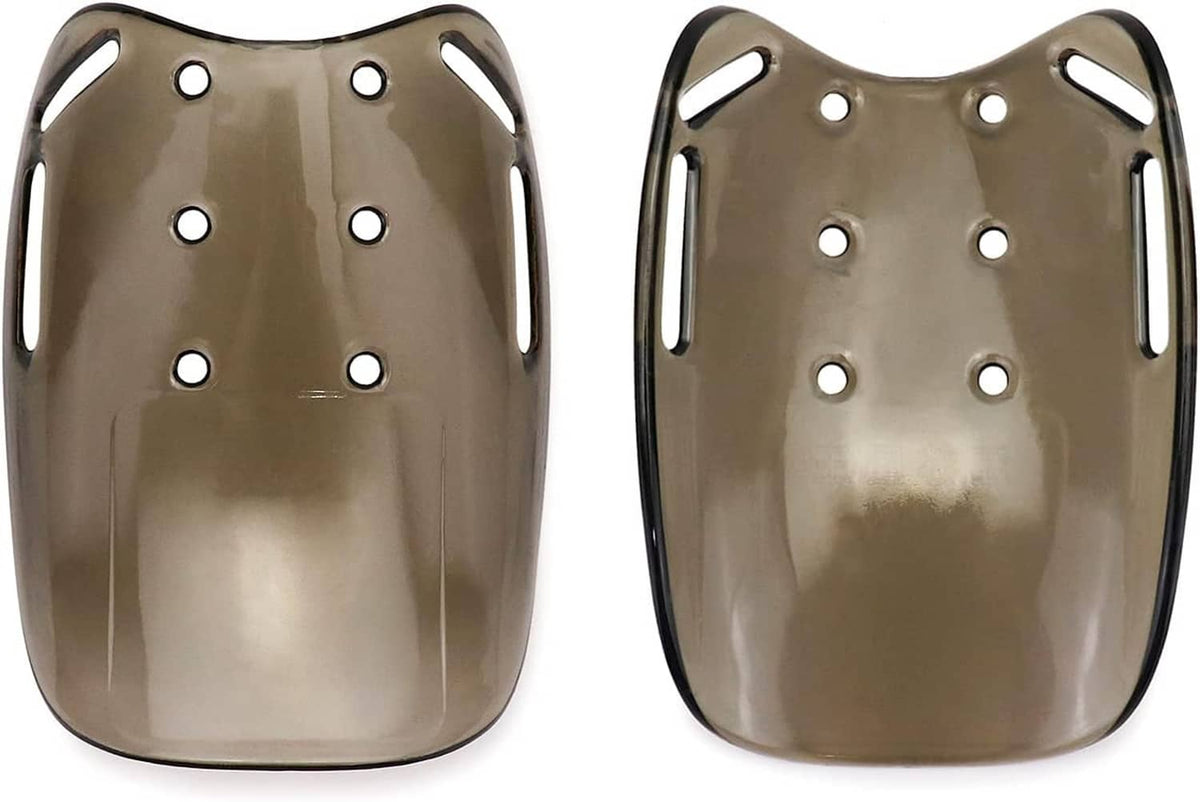 Metal metatarsal guard plates with ventilation holes and side cutouts