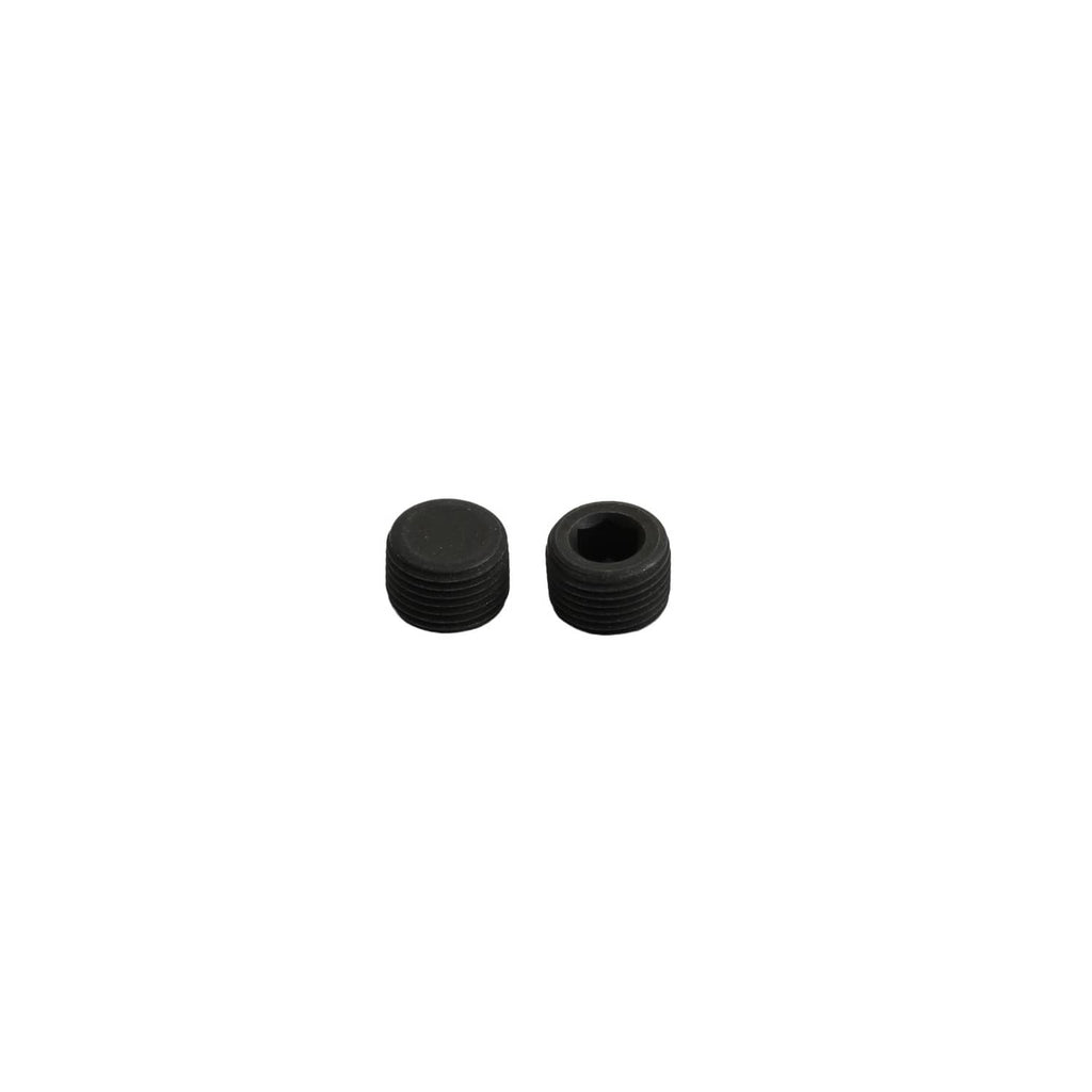 Engine intake manifold hardware: two black threaded plugs