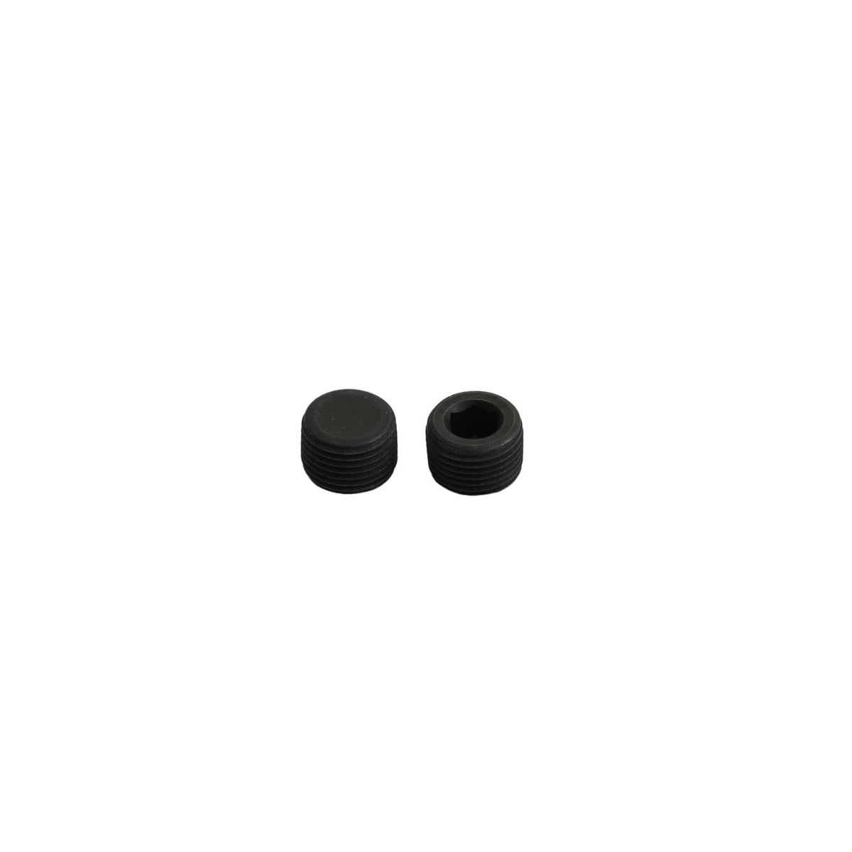 Engine intake manifold hardware: two black threaded plugs