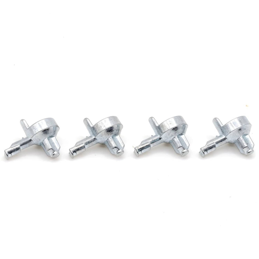 Pack of four silver shelf support pins with cross heads and short peg prongs