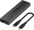 USB 3.2 Type-C tool-free M.2 NVMe/SATA SSD enclosure with two USB-C cables, black