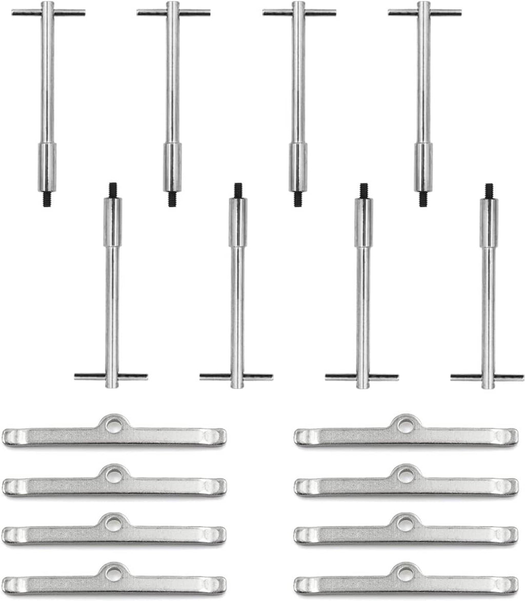 Chrome tall T-bolts with spreader bars and threaded studs for valve cover mounting
