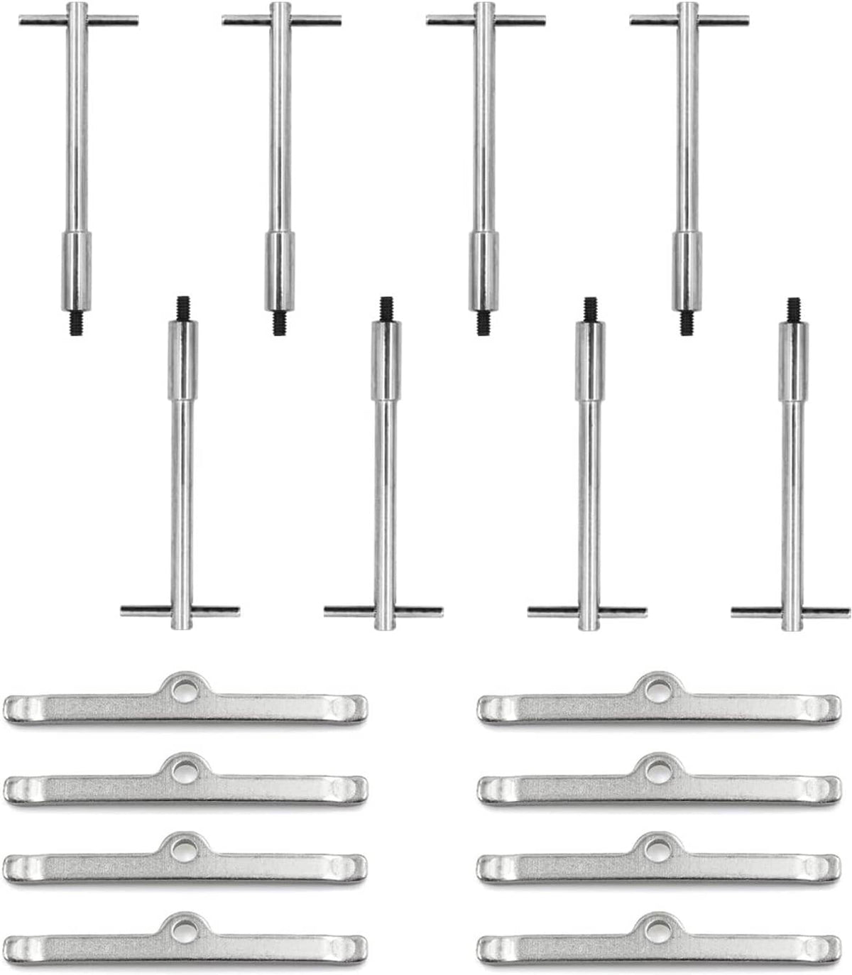 Chrome tall T-bolts with spreader bars and threaded studs for valve cover mounting