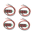4-piece digital voltmeter tester set with red LED display and wire leads