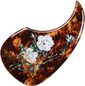 Tortoiseshell-style acoustic guitar pick guard with white flower abalone inlay and teal details