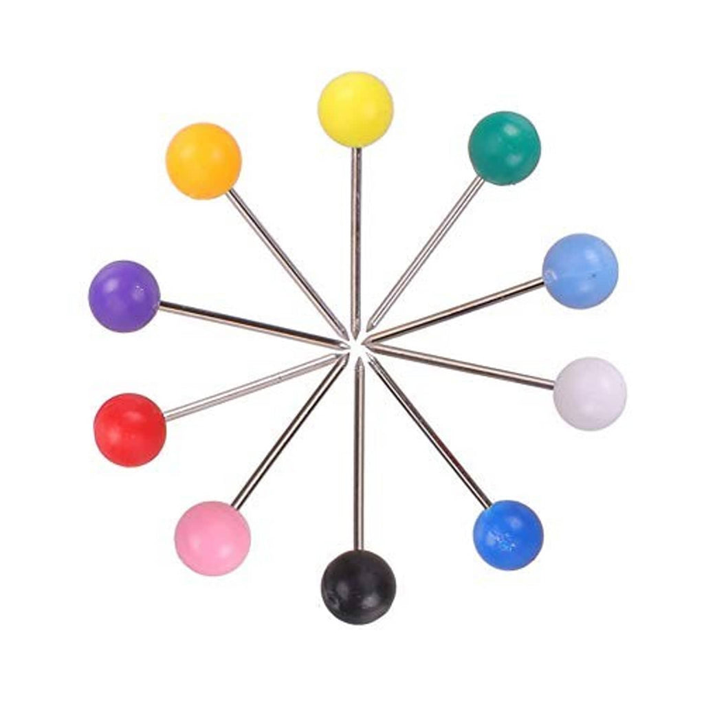 Assorted color map push pins with round plastic heads on metal pins