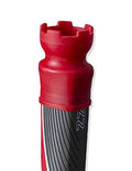 Red ball retriever head with black ridged handle section