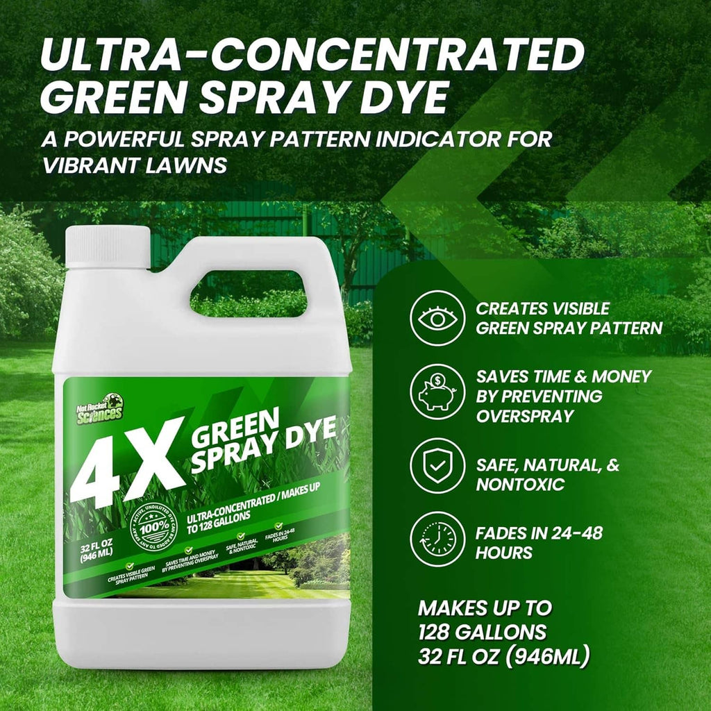 32 fl oz 4X green spray dye bottle with front label, white cap and handle