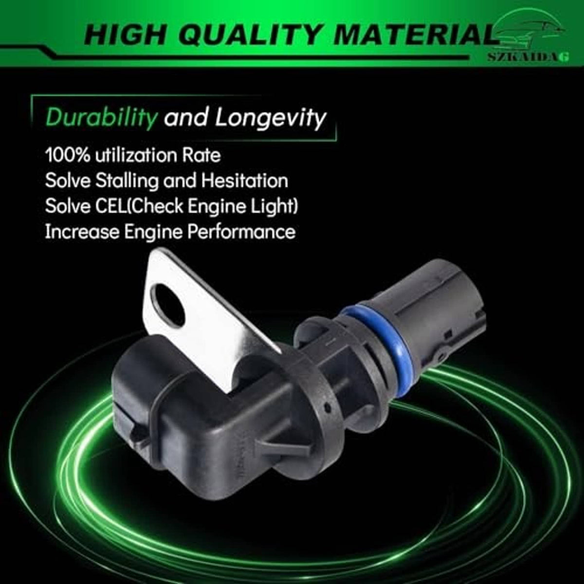 Camshaft position sensor with metal bracket and blue seal ring