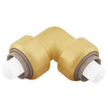 90-degree push-on elbow connector in gold/yellow with white insert ends