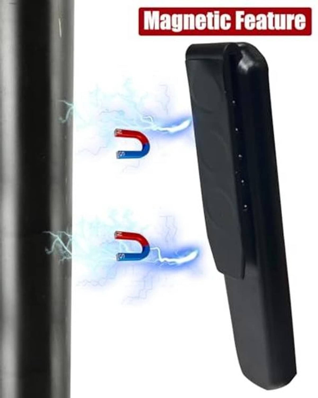 Battery LED light bar with magnetic mount, black housing, slim bracket design