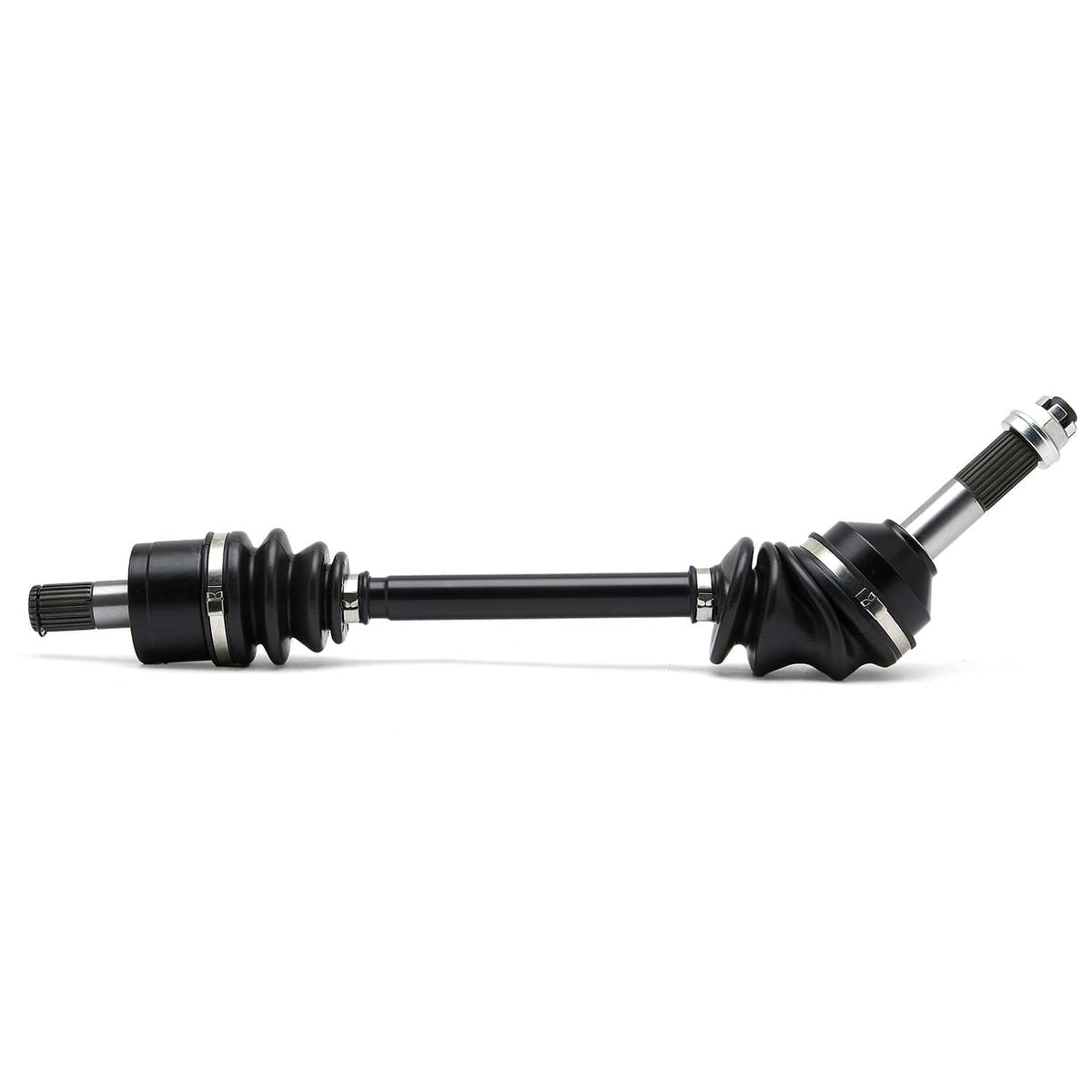 Rear CV axle shaft assembly with black boots and metal inner joint yoke