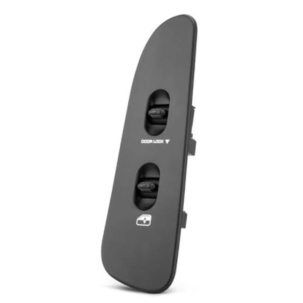 Dark gray power window and door lock switch panel with two switch buttons