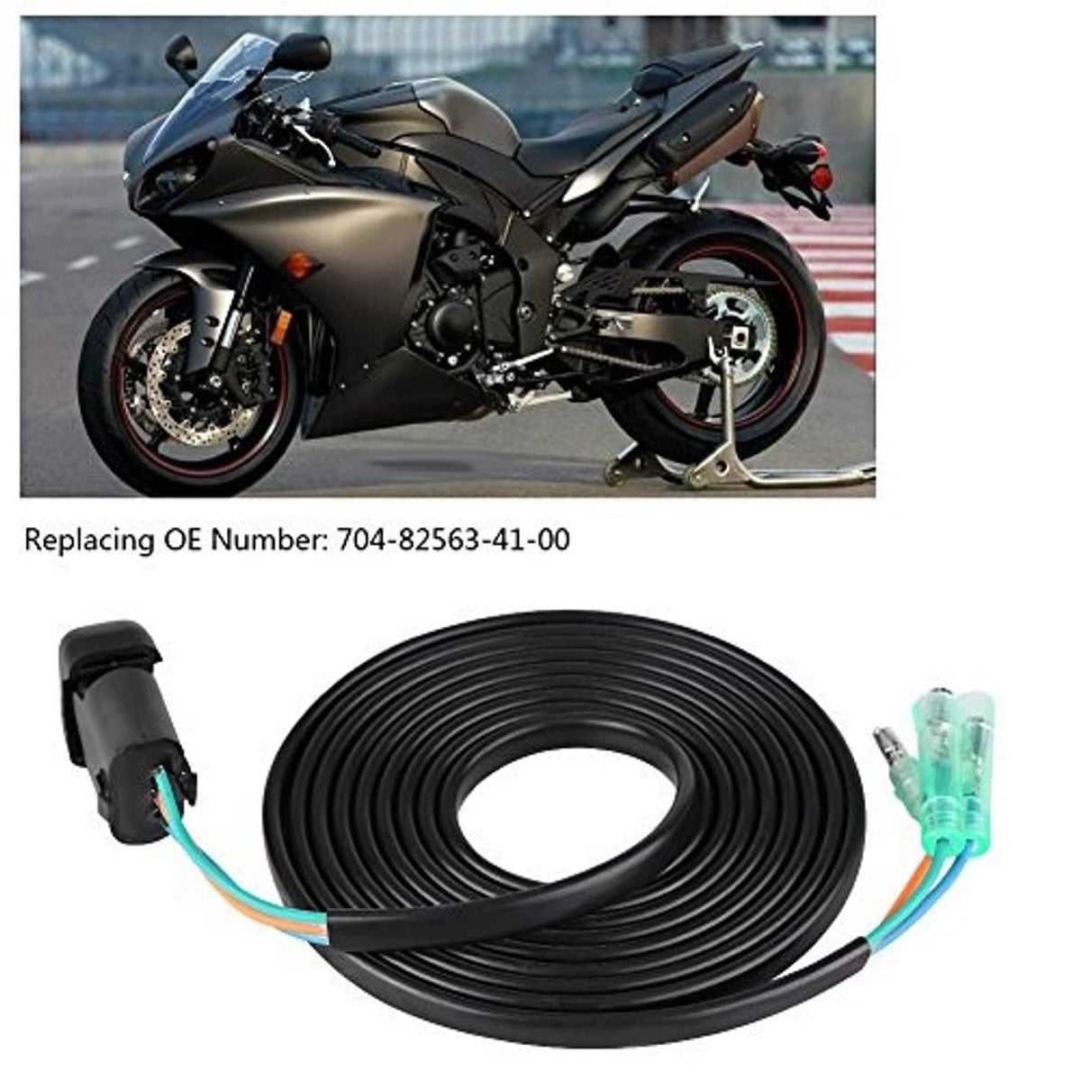 Outboard trim/tilt switch cable assembly with coiled black wire and two connector plugs