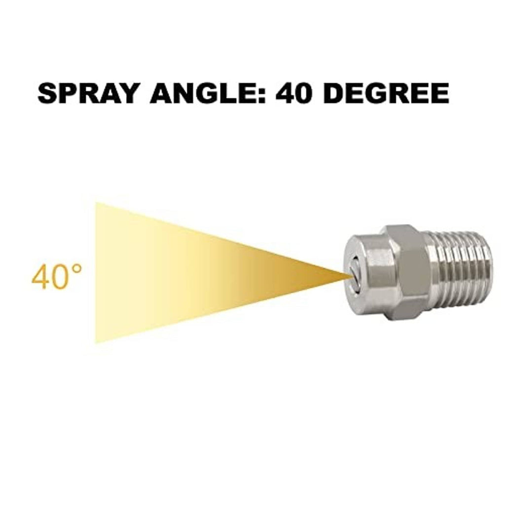 40-degree stainless spray tip with male NPT thread and angled spray outlet