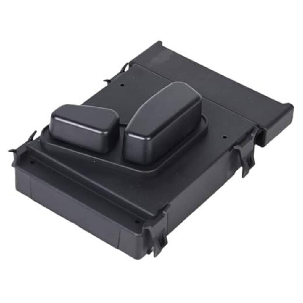 Black power seat switch with two rocker buttons and 10-pin connector base