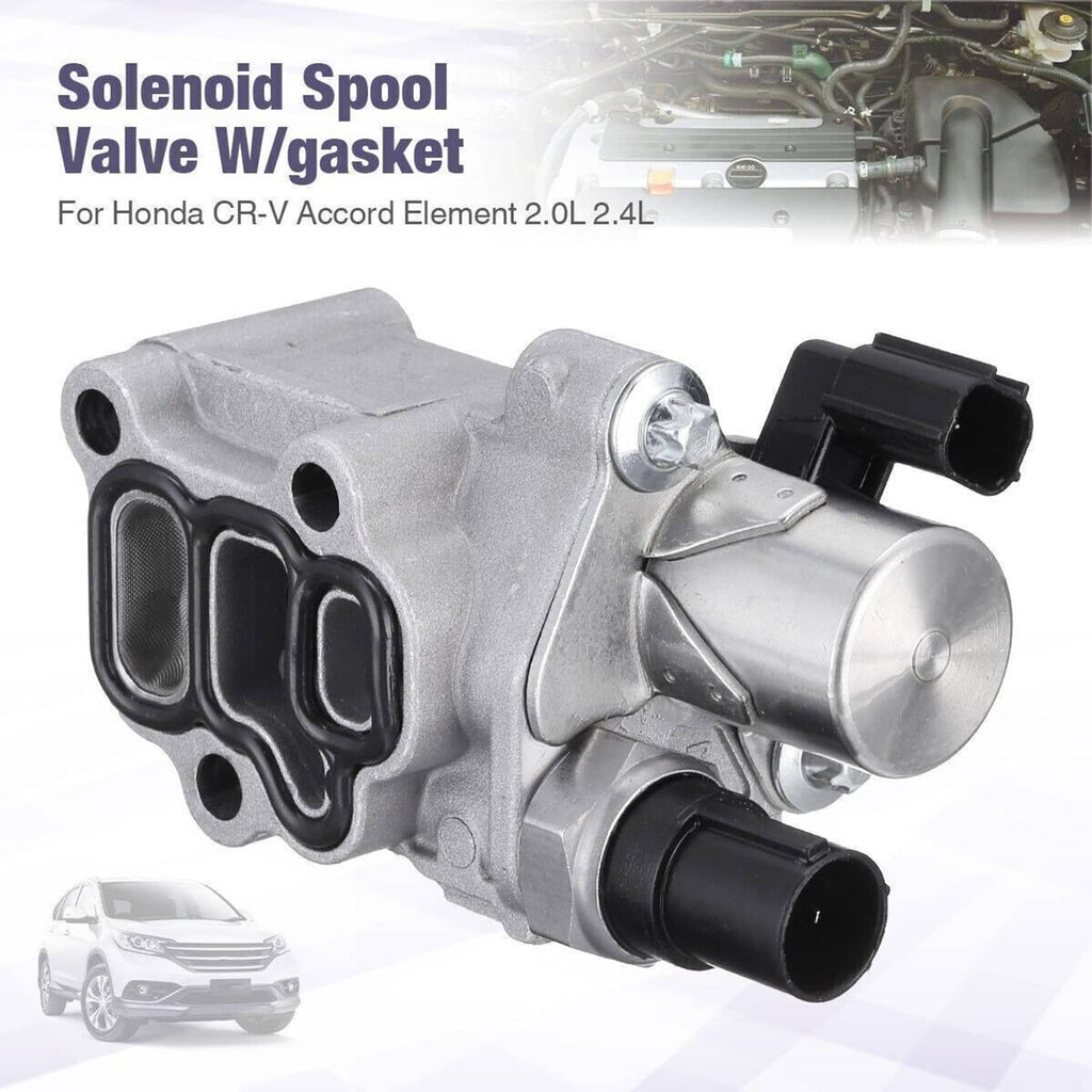 Solenoid spool valve with gasket, black electrical connector and metal housing.