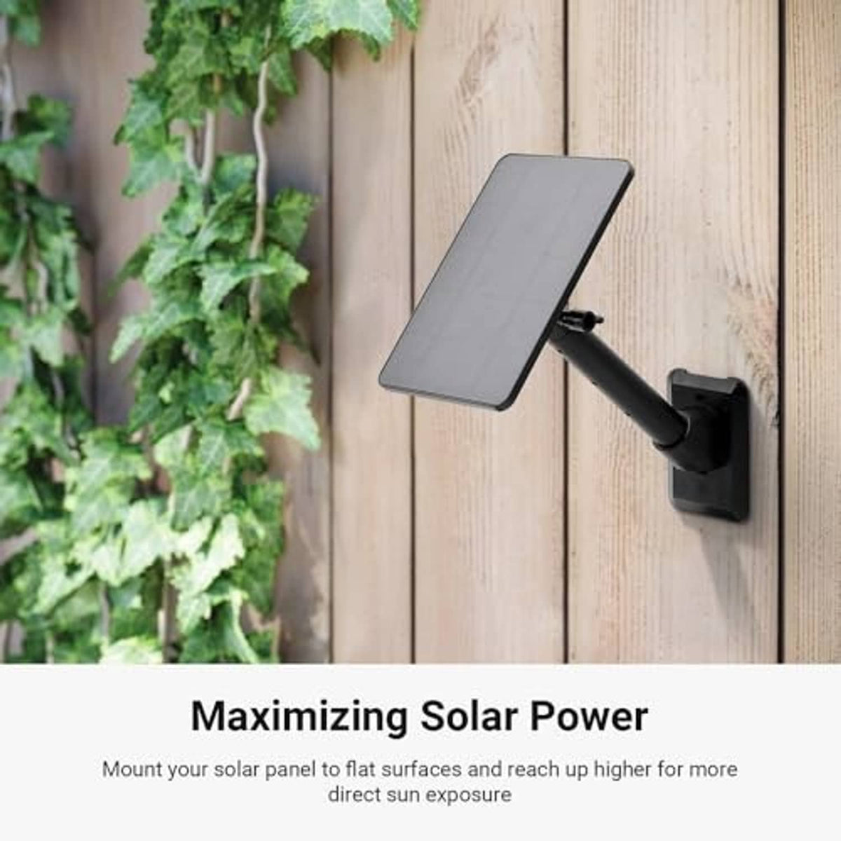 Solar panel wall mount bracket installed on wood fence