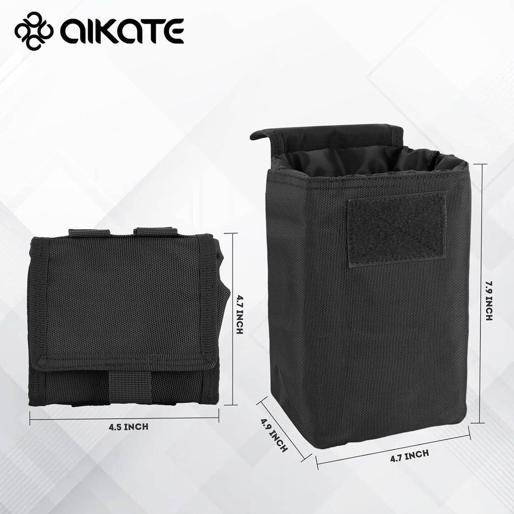 Black MOLLE roll-top utility pouch with front hook-and-loop patch and side drawstring