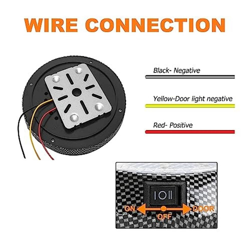 LED dome light underside showing mounting plate and wire connection terminals