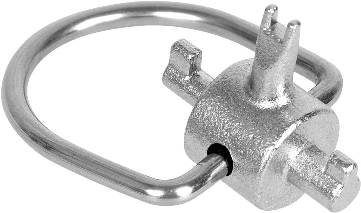 Refrigerant locking cap key with metal ring handle and multi-bit head