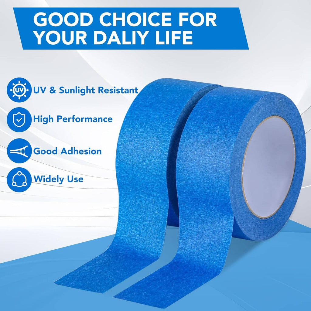 Blue painters tape roll, wide masking tape for strong adhesion and UV resistance