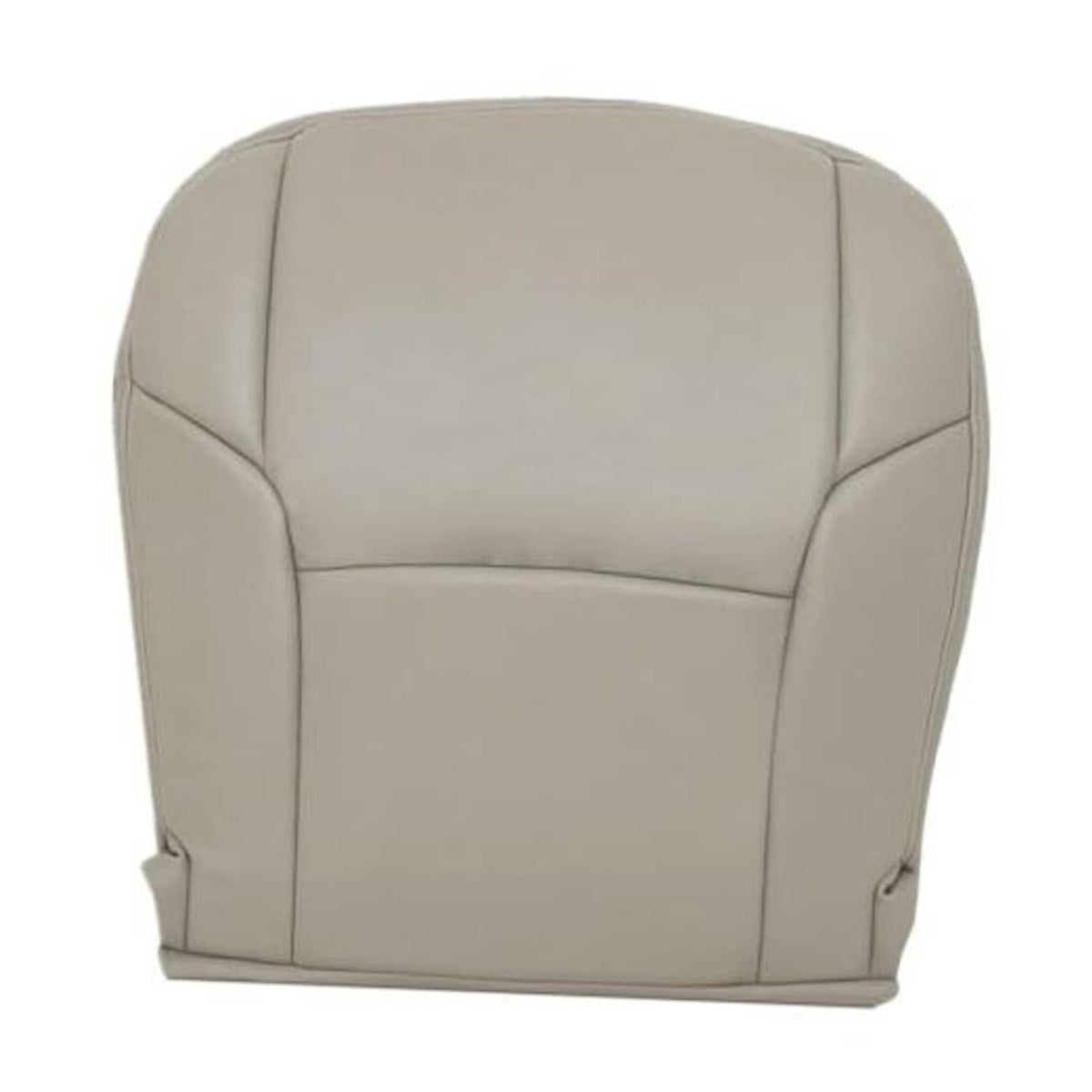 Taupe front driver-side bottom seat cover, microfiber leather with stitched seams