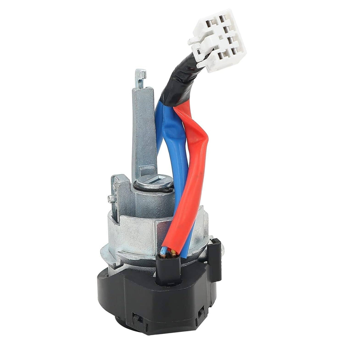 Ignition switch cylinder assembly with electrical connector and red blue wire harness