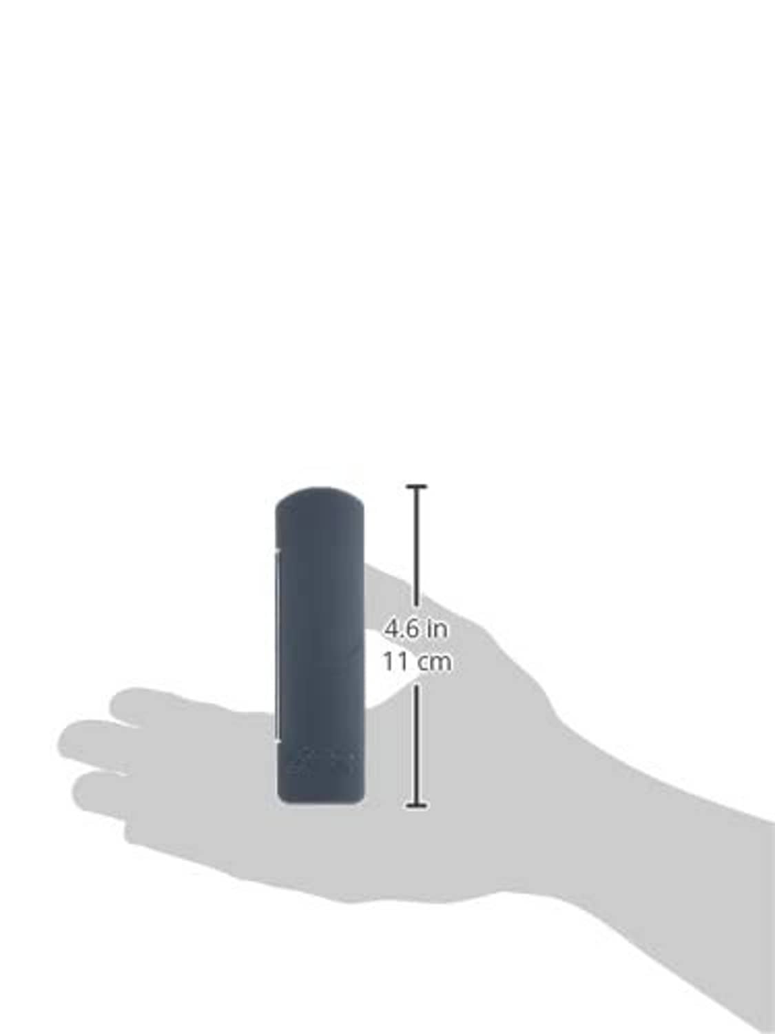 Dark saxophone reed sleeve holder with height marking, compact tube shape