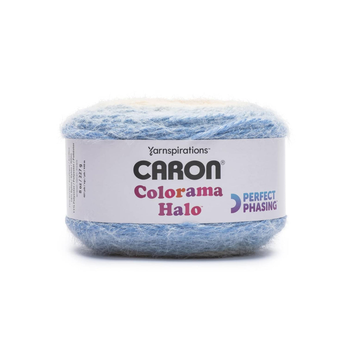 Bulky yarn skein ball in pale blue shown on a clean background